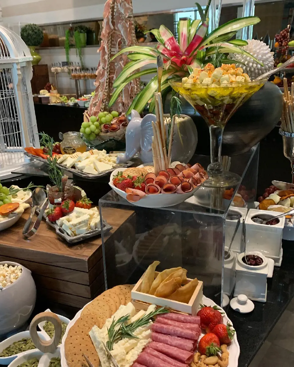 Grab a plate and enjoy the morning buffet at the hotel