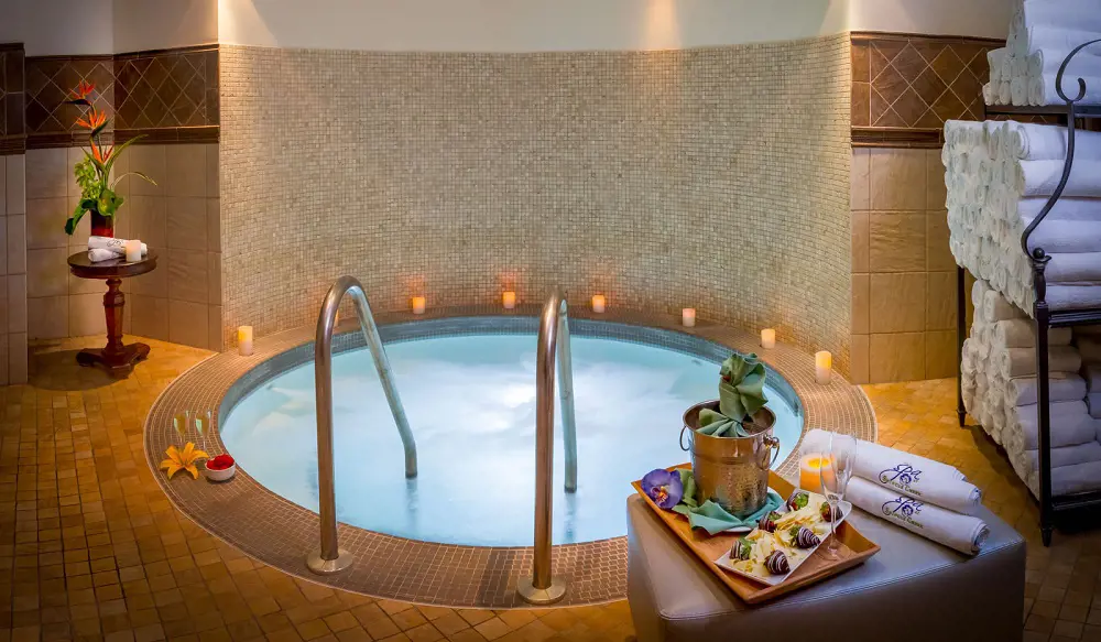 A private spa center of the hotel in a hot tub